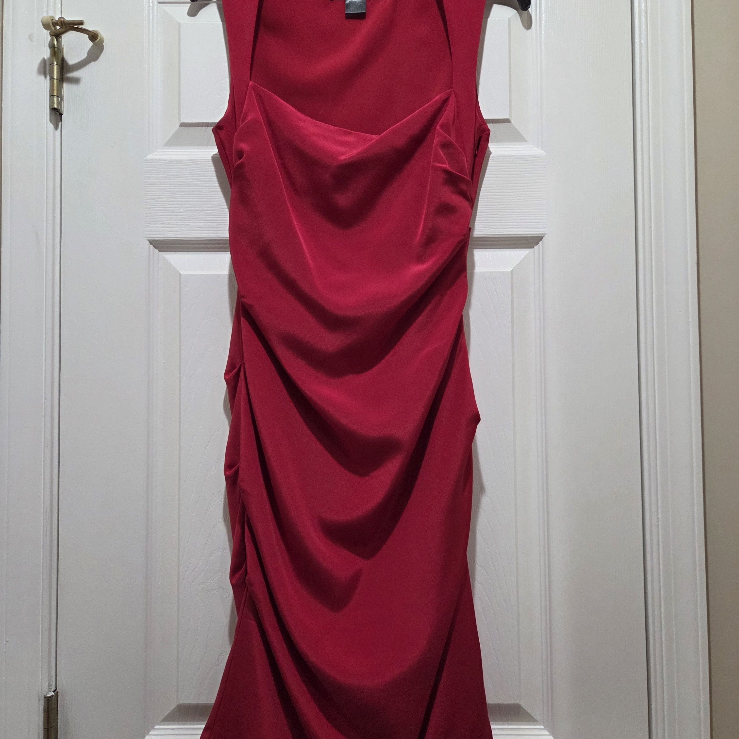 New Without Tags Nicole Miller Collection Red Side Scrunch 94% Silk Dress
